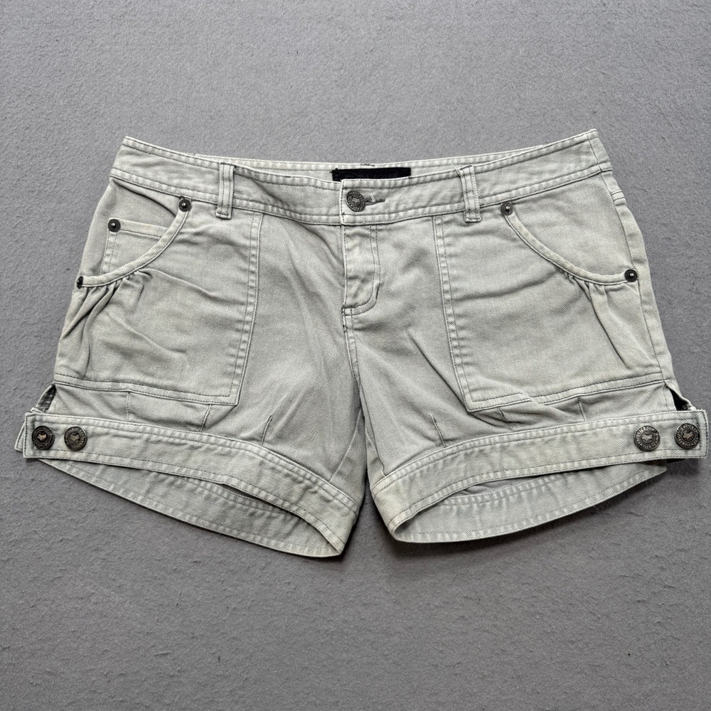 Fox Girls Booty Shorts Women's 9 Light Gray Cuffed Low Rise Classic Streetwear